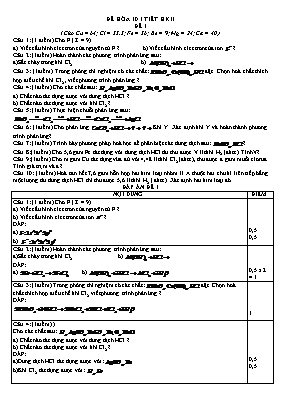2 Đề kiểm tra 1 tiết học kỳ II môn Hóa học Lớp 10 - Năm học 2015-2016